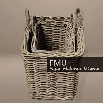 Wicker small basket grey with handle