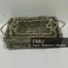 Wicker tray basket grey with rope handle