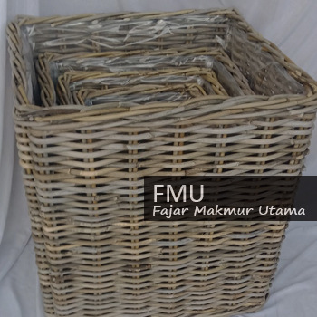 Rattan wicker basket rectangular