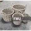 Rattan Grey Hamper Round Kubu