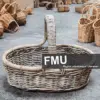 Large Stumpy Wicker Log Basket Grey