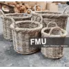 Set of 4 large rattan basket