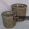 Rattan Basket Kubu Grey For Garden and Planter Set of 2