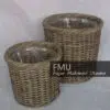 Rattan Basket Kubu Grey For Garden and Planter Set of 2