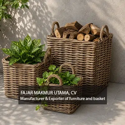 small rattan basket square