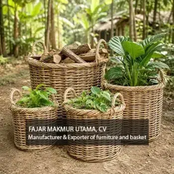 Set of 4 rattan baskets
