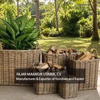 Rattan wicker basket rectangular