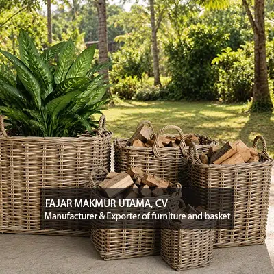 Rattan wicker basket rectangular