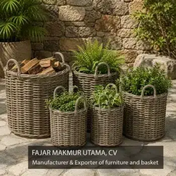 rattan basket round