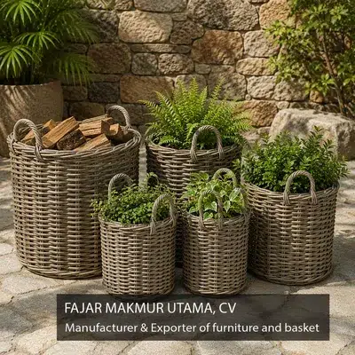 rattan basket round